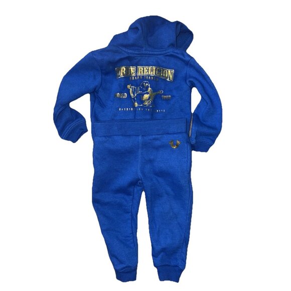 True Religion Blue Gold Jogger Set Hoodie Pants Baby 12 Months - Picture 1 of 5